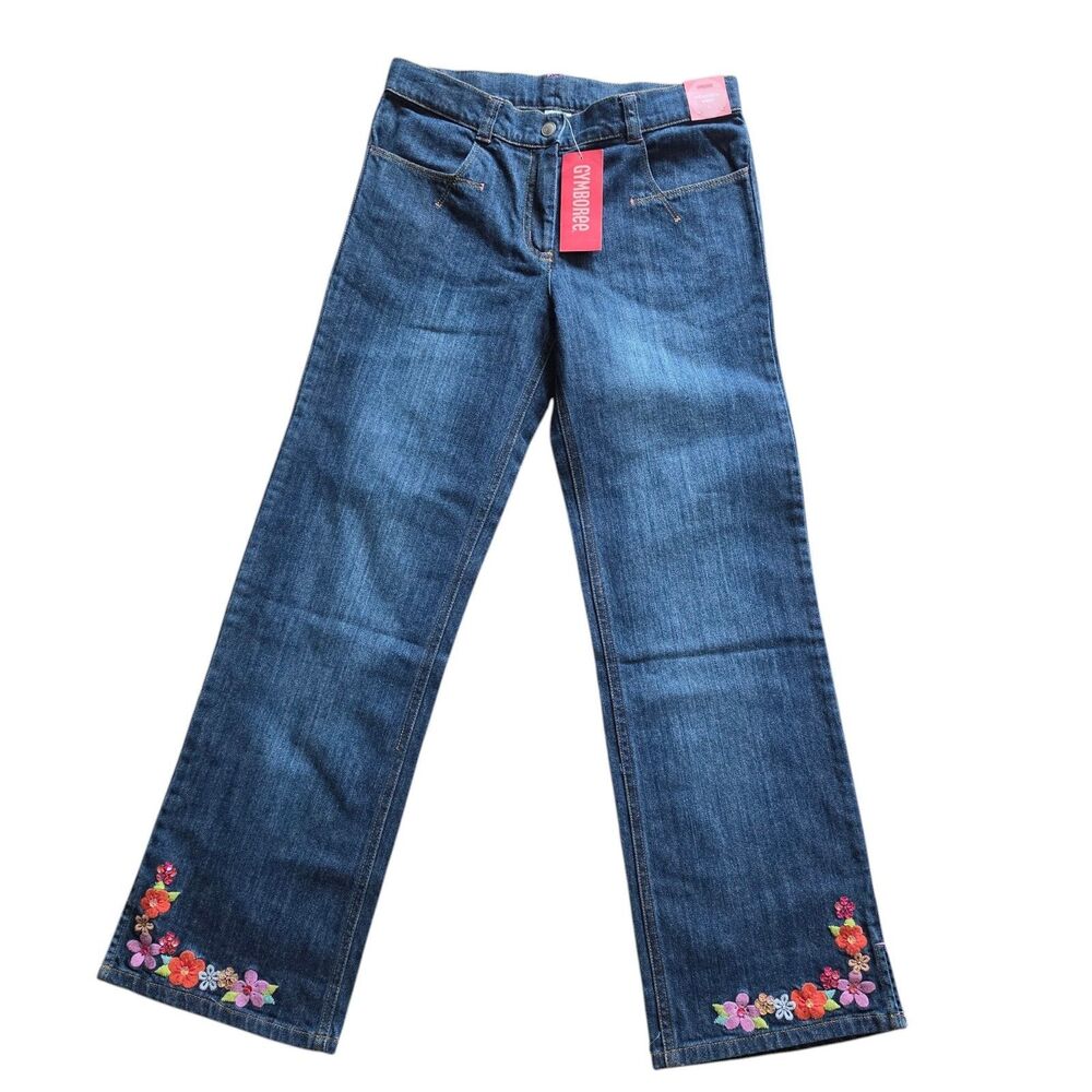 Gymboree LOVE IS IN THE AIR Tea Garden Jeans Size 12 Floral Embroidered Straight